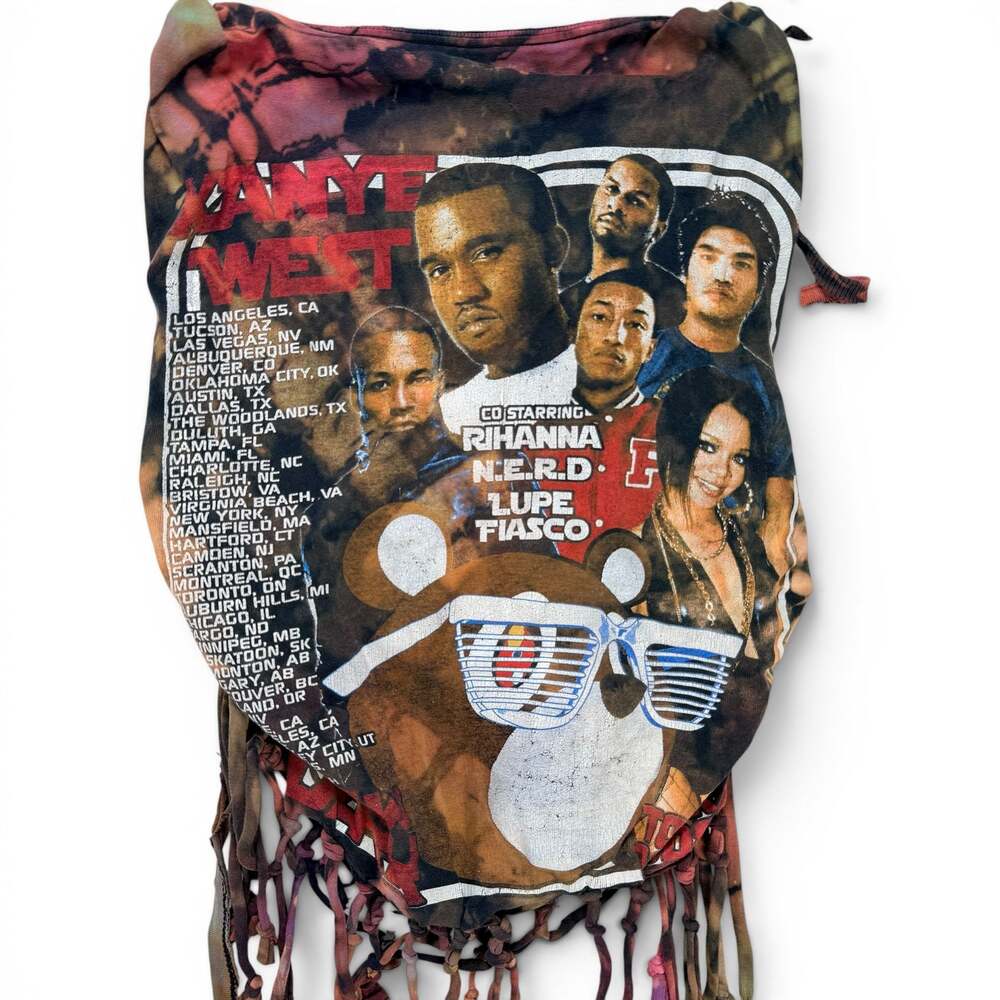Vintage 2008 Kanye West Glow In The Dark Tour Fringe T-Shirt Size S